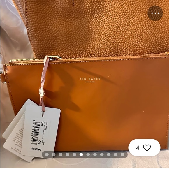 🤎 Ted Baker Clarkia Soft Grain Shopper Tote | Tan Pebbled Leather - Picture 3 of 7